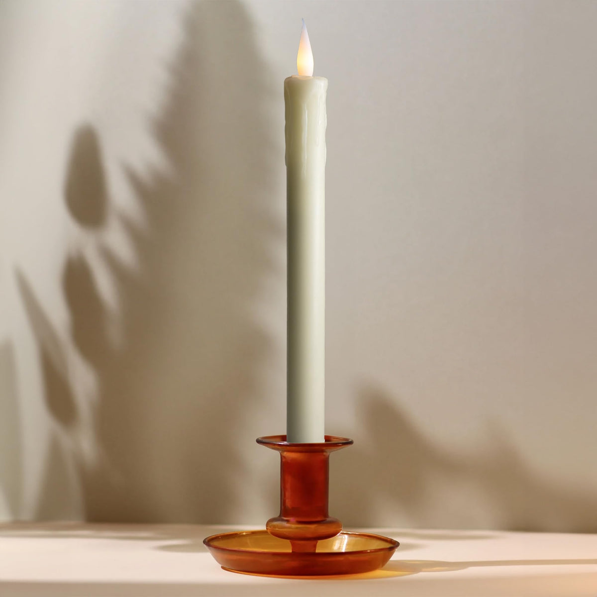 WYZworks 24 Pack, 10" LED Flameless Ivory Real Wax Drip Taper Pillar Candles w/Remote Controller, On/Off Button, Dimmable, Flicker/Static Mode, Battery Operated, Christmas Menorah Home Wedding Décor