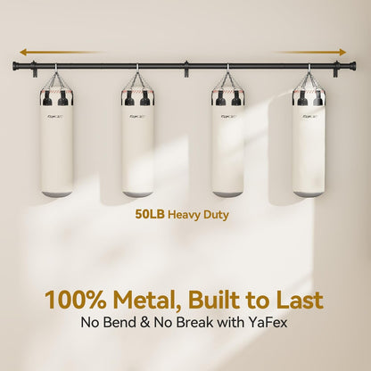 YaFex Curtain Rods - Heavy Duty 1 Inch Adjustable Window Treatment Rods | 32-144 Inch, Black, Modern Design