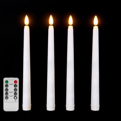 Ni-JASW White Flameless Taper Candles with Remote, Flickering Battery Powered LED Candlesticks Set of 4