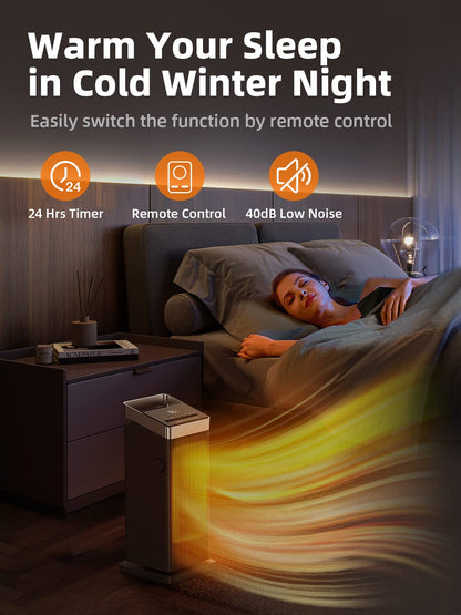 BREEZOME Space Heater, 1500W Fast Heating Heater for Indoor Use, Portable Ceramic Electric Heaters for Home with Thermostat, 90° Oscillating, Remote
