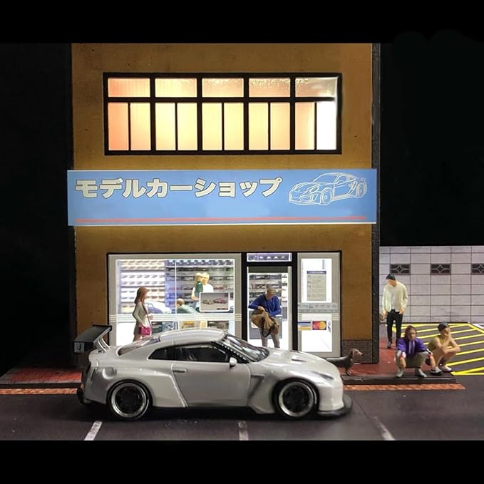 1/64 Scale Model Shop Building Scene Model with Parking Area (No Vehicles or Figures/Model 710026)