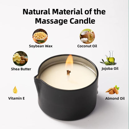 LUXMASA Low Temperature Pure Natural Soybean Oil Massage Candle, Jasmine Scented Aromatherapy Candle for Body Treatment and Skin Moisturizing 2.35 OZ