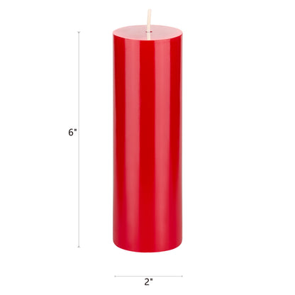 Mega Candles 3 pcs Unscented Solid Red Pillar Candles, Hand Poured Premium Wax Candle 2 Inch x 6 Inch, Home Décor, Spas, Weddings, Occasions, Party, Centerpieces, Holidays, Vigils, Prayers