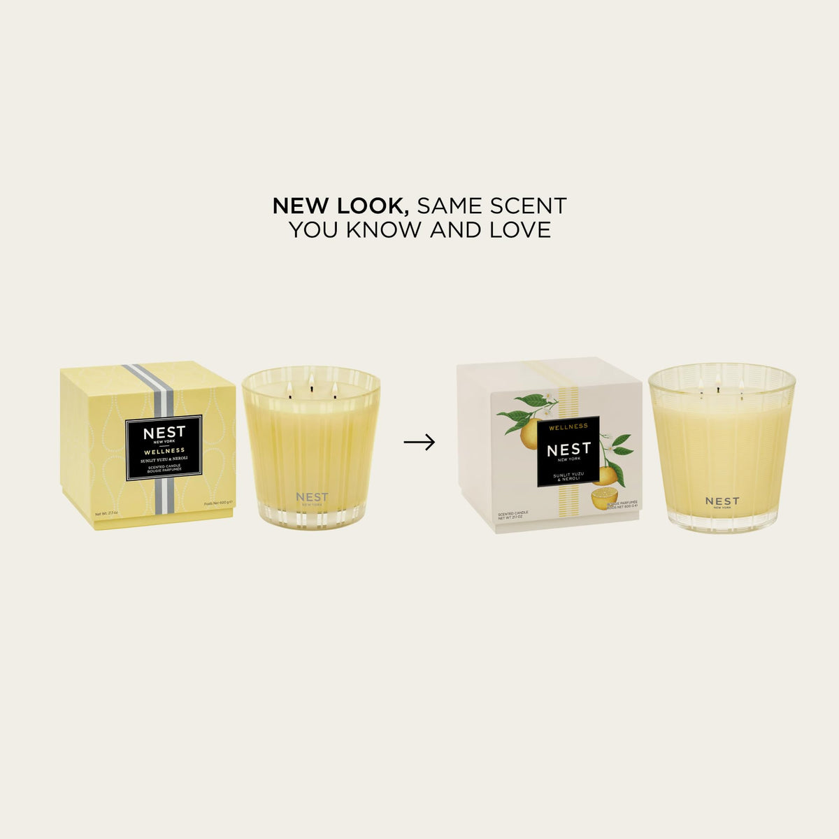 NEST New York Scented 3-Wick Candle, Sunlit Yuzu & Neroli - 21.2 oz - Up to 100-Hour Burn Time - Reusable Glass Vessel