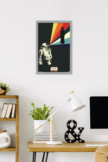 Trends International Star Wars: Saga - R2D2 Projection Wall Poster, 22.4L x 14.7W, Gray Framed Version
