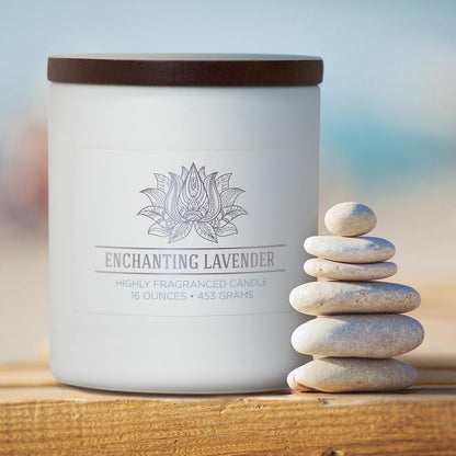 Carolina Enchanting Lavender Scented Candle, 16 oz Wellness Relaxing Aromatherapy Candle, 2 Wick White Jar Soy Blend Wax, Candles for Home, 60H Burn - Made in The USA