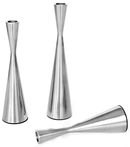 Vixdonos Taper Candlestick Holders Metal Candle Holders Set of 3 Table Decorative Candle Stand for Wedding, Dinning, Party,Home Decor (Silver)