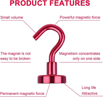 DIYMAG Magnetic Hooks, 30Lbs Strong Heavy Duty Cruise Magnet S-Hook for Classroom, Fridge, Hanging, Cabins, Grill, Kitchen, Garage, Workplace and Office Etc, (20 Pack-Red)