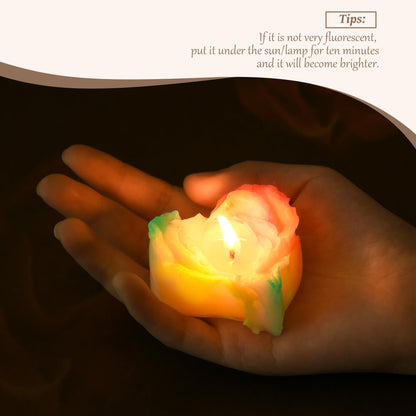SUPXYC 4PCS Low Temperature Candle, Low Heat Body Safe Candles Wax Play, Romantic Wax Play Candles, Flower Shaped Scented Candle for Couples (Heart Shape, Fluorescence)