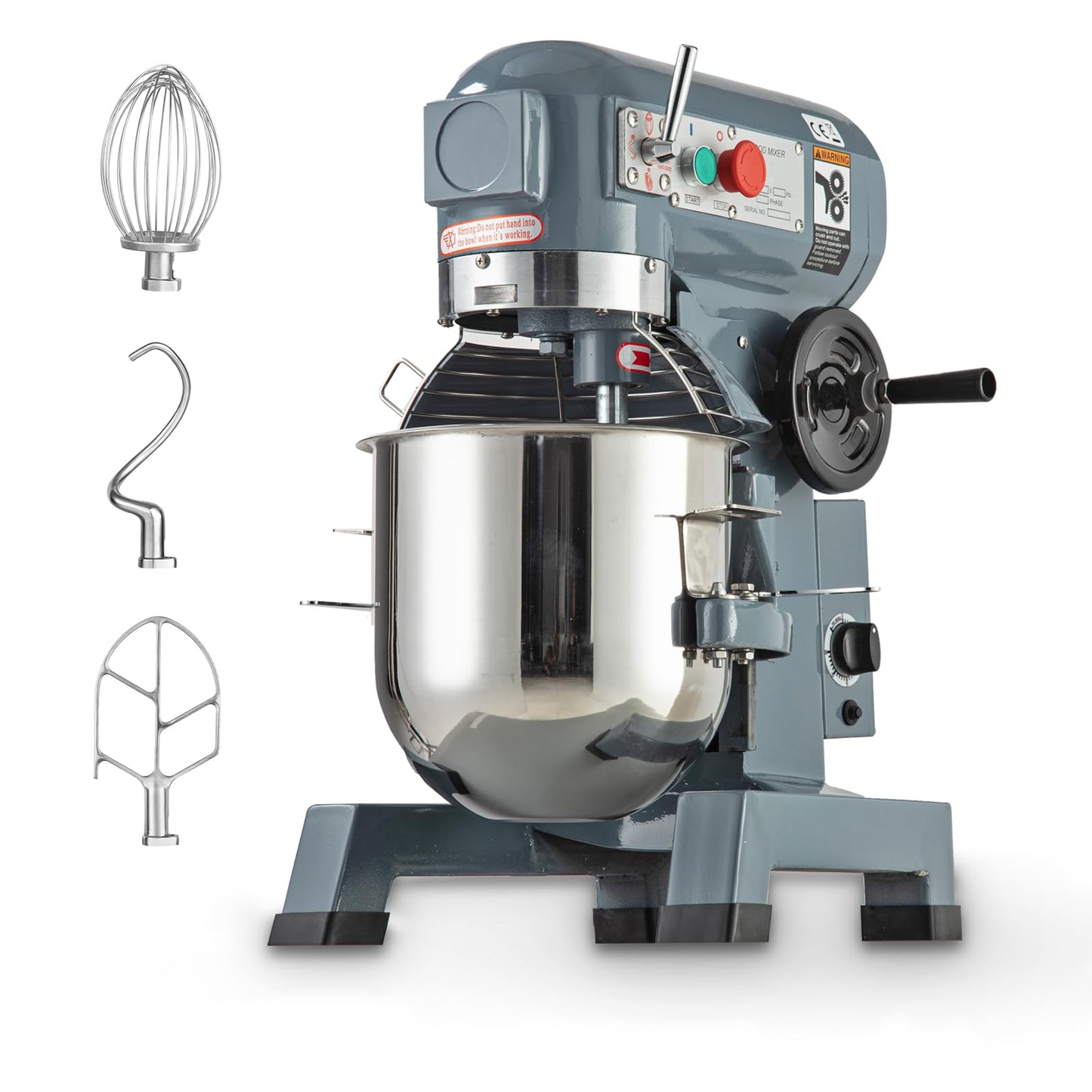 15 QT Commercial Food Mixer - Powerful 600W Motor, 3 Speeds, Stainless Steel Bowl & Attachments - Perfect for Bakeries, and Commercial Kitchens - Reliable Performance with Safety Guard