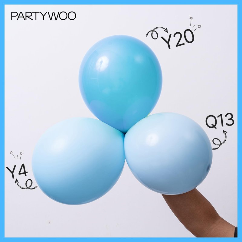 PartyWoo Bright Sky Blue Balloons, 100 pcs Matte Blue Different Sizes Pack of 36 Inch 18 Inch 12 Inch 10 Inch 5 Inch Blue for Balloon Garland Arch as Party Decorations, Blue-Y20