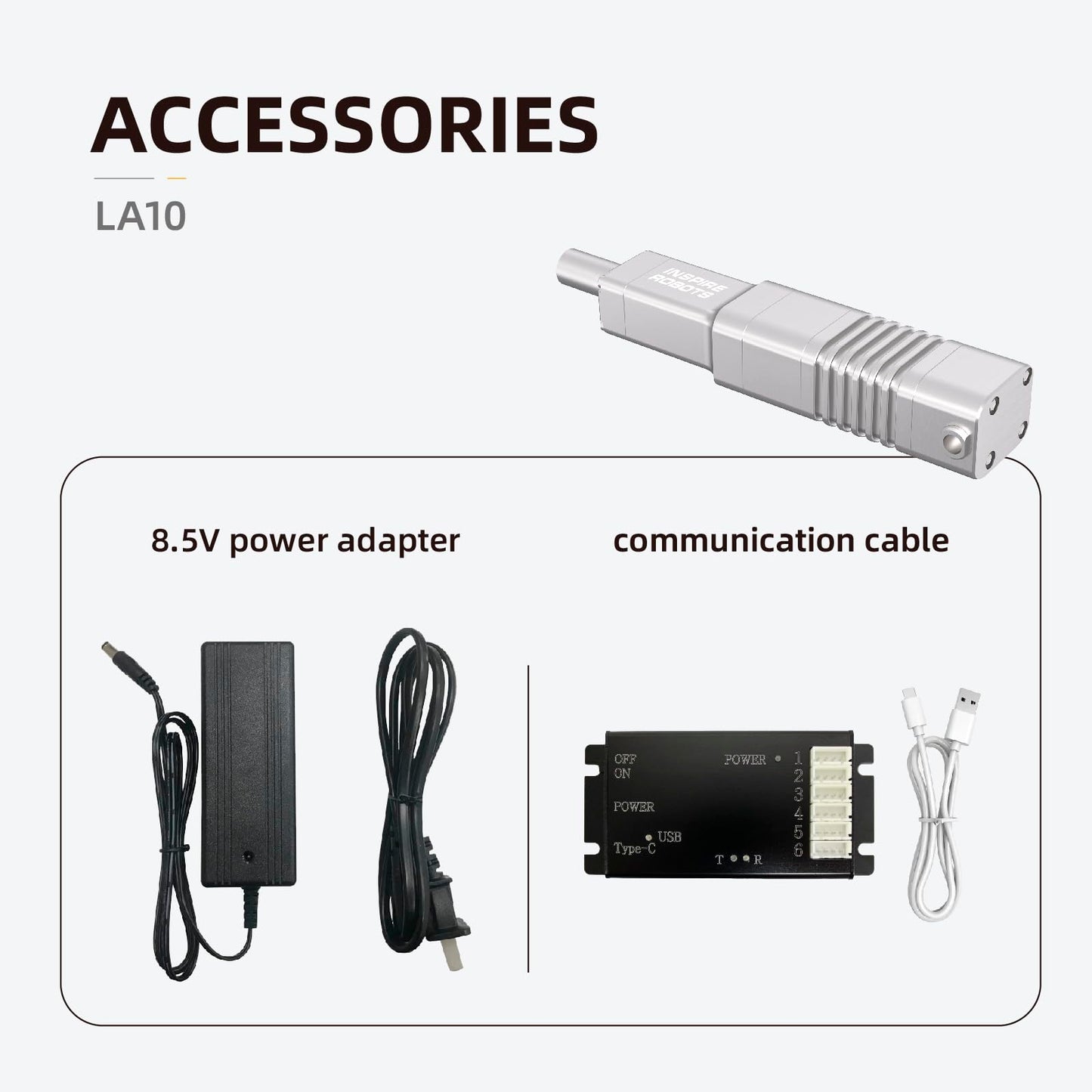 INSPIRE ROBOTS LA High Precision Micro Linear Servo Actuator,Stroke 10mm,Force 15.7lbs(70N), Drive&Control Integrated| for Robotics,Industrial Automation,Biomedical Instrument,Education|LA10-021D