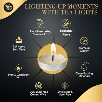L’ner 1.5 Hour Tealight Candles, 300 Pack – Smokeless & Dripless Unscented Mini Tea Lights, Plant-Based Wax, Lead-Free Cotton Wick – Premium Quality Tealights for Shabbat, Memorial, Home, Weddings
