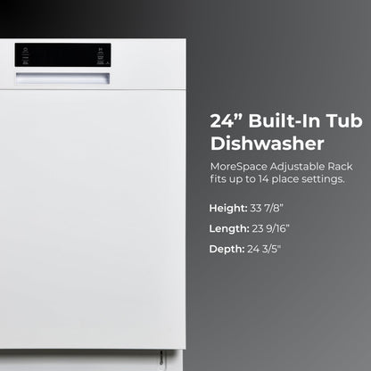 Kenmore 22-14582 24" Built-In Dishwasher - UltraWash, SmartWash, Sanitize Rinse, SmartDry, and Leak Detection - 14 Place Settings - 57 DBA - ENERGY STAR Certified - 24" - White