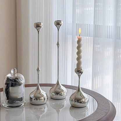TKOWTB Candle Holder Silver Metal Candlestick Romantic Art Table Decoration for Home Dining,Wedding Photography Props