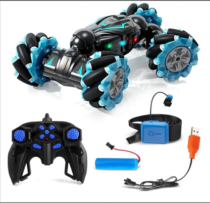 Deejoy 1:12 Gesture Sensing RC Stunt Car 2.4GHz 4WD Hand Controlled Remote Control Car for Boys 8-12 Double Sided Rotating Off Road Vehicle 360° Flips with Lights Music for Birthday