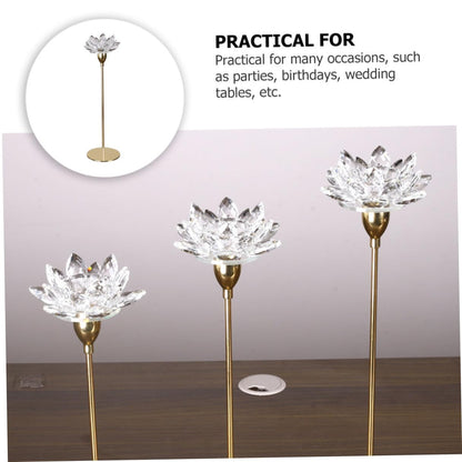 minkissy Metal Candlestick Holder Crystal Lotus Candlelight Dinner Decoration Small Gold Minimalist Dining Room Candle Stick Ornament