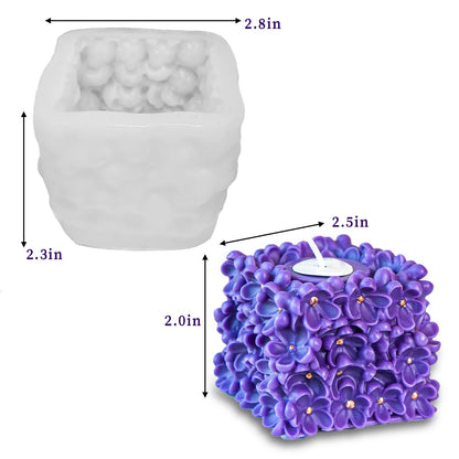 Wehous Unique Flower Candle Molds for Candle Making, 3D Square Hydrangea Flower Silicone Molds for Resin Candle Soap Wax, Floral Silicone Fondant Chocolate Cake Decor Molds DIY Craft Home Decor