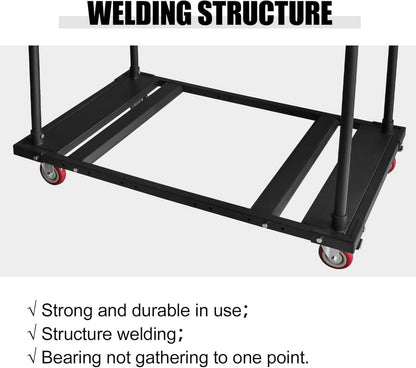 Folding Table Cart Black Table Rack for 60" Round Tables Heavy Duty Table Trolley Black Desk Trolley Steel Frame Rolling Casters Party Event Hotel Furniture 10 Table Capacity,45.3 X 45.3 X 29.1