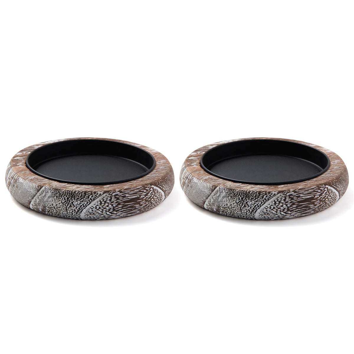 Hatway Wood Candle Holder Farmhouse Decor Wooden Pillar Candles Tray for Table Centerpiece Small Decorative Tray Riser Round Wooden Plate Pedestal Stand for Coffee Table for Christmas Decor-Bai-2