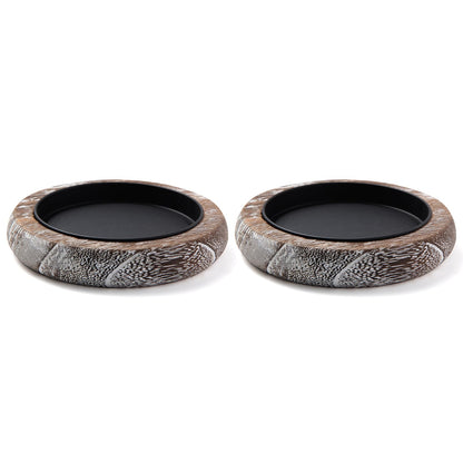 Hatway Wood Candle Holder Farmhouse Decor Wooden Pillar Candles Tray for Table Centerpiece Small Decorative Tray Riser Round Wooden Plate Pedestal Stand for Coffee Table for Christmas Decor-Bai-2