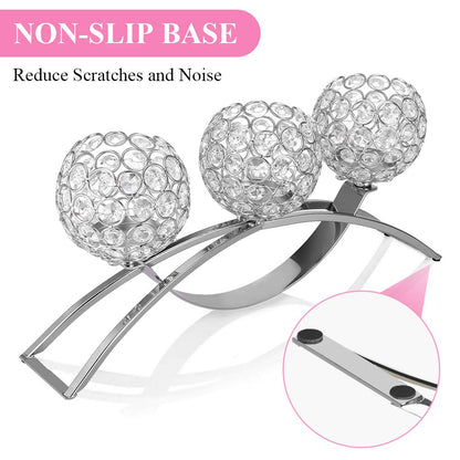 Candle Holder Candle Decoration Crystal Candle Holders 3 Arms European Classic Romantic Arch Iron Crystal Ball Candle Stand Centerpieces for Wedding Valentines Day, Dinning Room Table Decoration