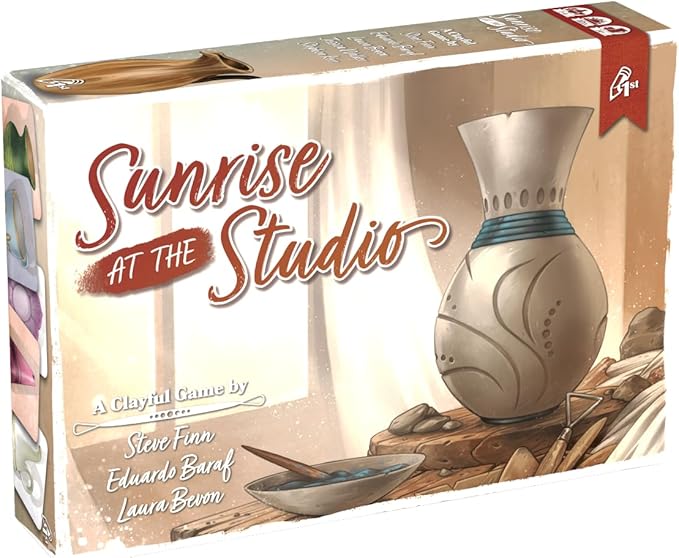 Pencil First Games: Sunrise at The Studio - Pottery Set Collection &amp Drafting Board Game Cozy Small Box Solo Mode Ages 14+ 1-4 Players 20 Min