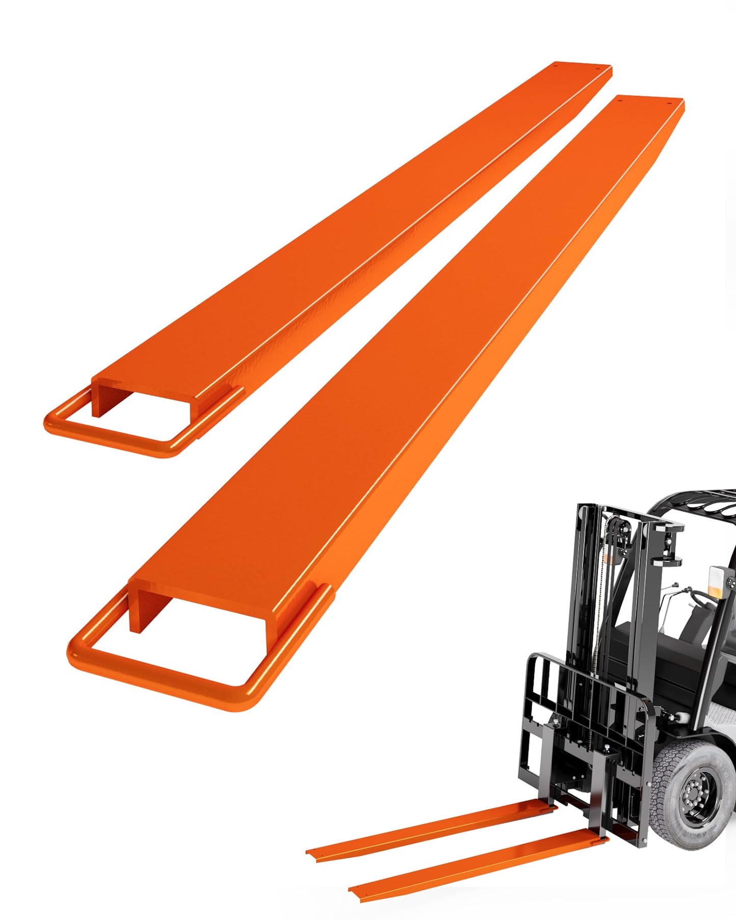 84 Inch Forklift Extensions, 4.5Inch Width Pallet Fork Extensions, 1 Pair Pallet Fork Extension, Heavy Duty Steel Fork Extender Reach