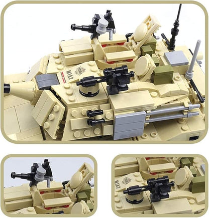 dOvOb Army Tank Building Block(1080 PCS)WW2 Military M1A2 Abrams Tank Model with Soldier FiguresToys Gifts for Kid and Adult