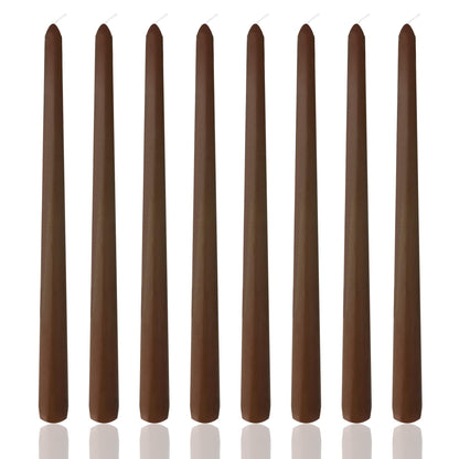 8 Pack 10 Inch Nut Brown Taper Candles for Dinner Home Decor Wedding Shower