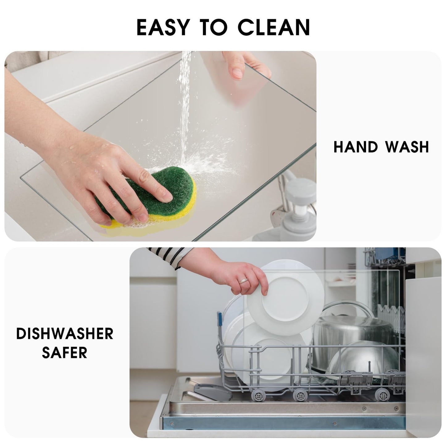 JAMBALAY 20"x16" Tempered Glass Cutting Board for Kitchen, Large Glass Cutting Board with Non-Slip Feet, Glass Chopping Board, Heat Resistant, Scratch Resistant, Dishwasher Safe