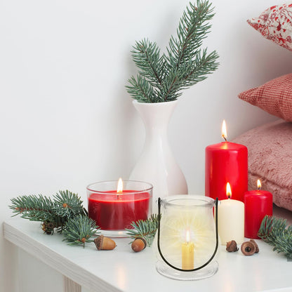 Cabilock Glass Candle Holders 4 Inch Tea Light Candle Stands with Handles Multipurpose Indoor Outdoor Decor Sticks Holder for Home Party Wedding