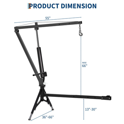 GarveeTech Heavy Duty 1000 Lbs Truck Crane, Hydraulic Hitch Mounted Hoist with 360 Degree Swivel Boom, Adjustable 3-Position Load Capacity for Farm, Construction & Engine Lifting