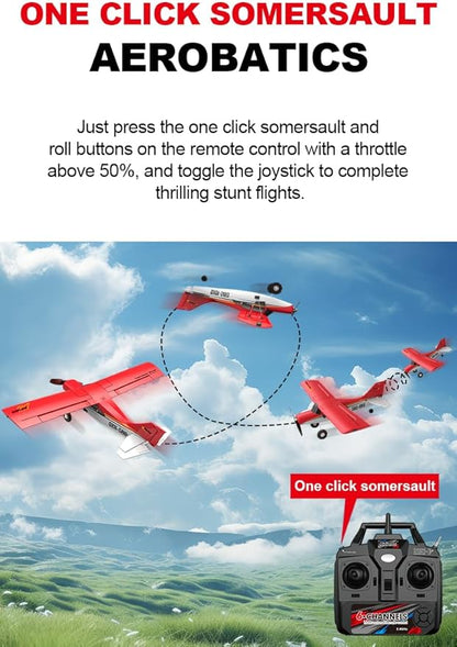QIDI-560 M7 Off-Road Aircraft 3D RC Plane One-Key Hanging Stunt Fixed Wing with Wind Resistant Flight Control for Beginner and Experienced Ready to Fly RTF(Red)