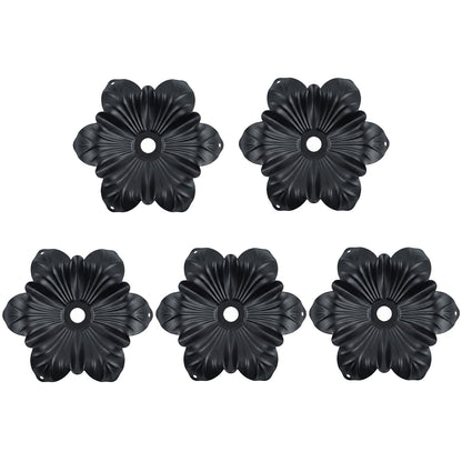 5 Pcs Metal Flower Candle Holder Leaves, 4.3 Inch Metal Candle Stand Accessories with 3 Hanging Holes for Crystal Pendants, Suitable for Candlesticks and Candelabra (Black, 3.9"-5pcs)