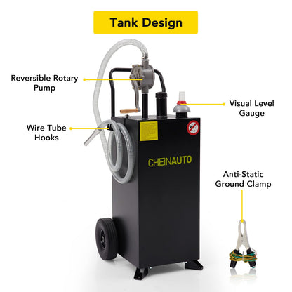 40 Gallon Fuel Caddy, Portable Gas Caddy with Manual Pump, Heavy Duty Gas with 4 Wheels, Diesel Fuel Can for Cars, Lawn Mowers, Trucks, ATVs, Boats ﻿