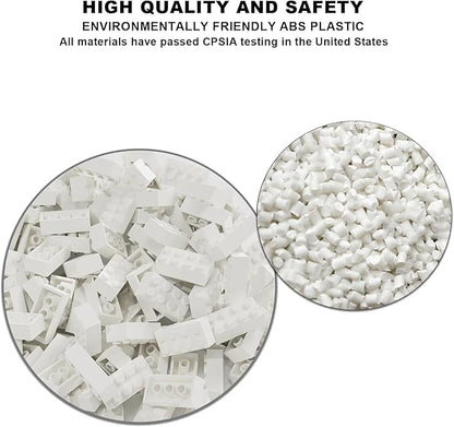 500 Piece Bulk 2x4 Building Bricks Compatible with Lego Flat White Bricks