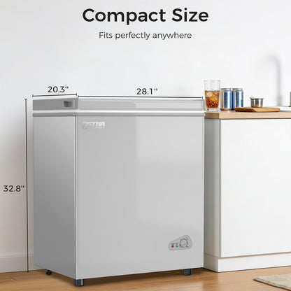 OSTBA 5.3 Cu.Ft Chest Freezer, Large Capacity Deep Freezer with 2 Removable Baskets, Bottom Wheels, 6-Level Temperature Control with Fast Freeze Mode, Energy Saving Quiet Freezer, Silver