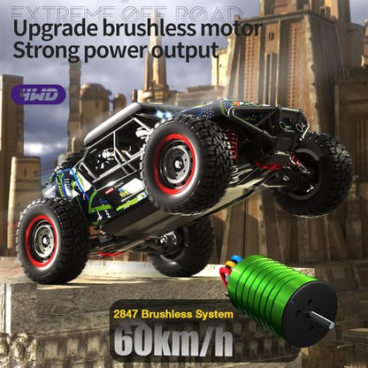 1/16 Brushless Fast RC Desert Car for Adults Top Speed 37mph Electric Off-Road RC Monster Trucks 4X4 Remote Control High Speed RC Car for Sand Land Hobby Toy Gifts SCY-16106PRO (Purple)