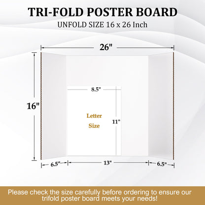 Ndsox 4 Pack 26" x 16" White Trifold Poster Board Medium Size Corrugated Tri Fold Project Poster Boards Science Fair Display Posterboards for Business Presentations, Event Displays, Art Exhibitions
