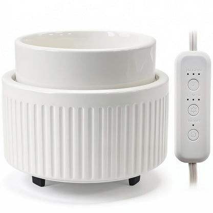 VICTORIA AROMA Ceramic Wax Warmer with Timer, Candle Wax Melter & Wax Burner for Scented Wax Melts, Electric Fragrance Wax Melt Warmer for Home Office Decor Ideal Gift（White）