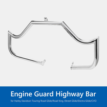 Highway Crash Bar Engine Guard for Harley Davidson Touring Road Glide Road King Street Glide Electra Glide CVO and Trike Models (Chrome)