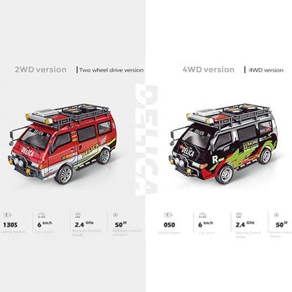 1:24 Scale RC Delica Van with Gearbox &amp Headlights 2.4Ghz Full Proportional 4WD RC Model Vehicle Remote Control Car for Adults &amp Hobbyists