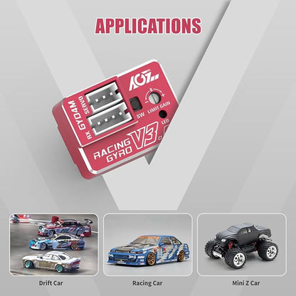 AGFRC Upgraded Mini Z RC Gyros - Mini Gyros for Drifting Mini-Z Car/Full Aluminum 4Gram Precision Red RC Gyro Set for Competition Grade RC Drifting (GY04M V3.5)