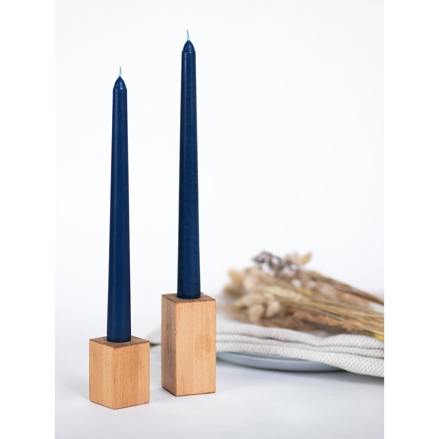 CANDWAX 10 inch Tapered Candles - Set of 12 Dripless Unscented Candlesticks - Perfect for Dinner and Decor Use - Dark Blue