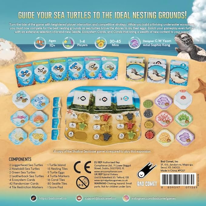 Shallow Sea Board Game – Strategy Tile-Placement Game for Adults &amp Families | 1–4 Players 30–45 Min Play | Build Coral Reef Ecosystem Ocean Puzzle Game Nature-Inspired (Nesting Season Expansion