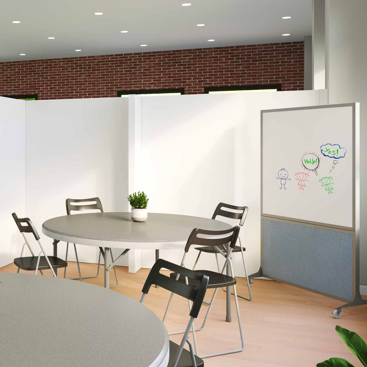 DivideWrite Mobile Whiteboard | Double Sided Dry Erase Board | Portable Office Cubicle Partition | Display for Classrooms, Conference Rooms, Meeting Areas and More | Blue Spruce 4' Wide x 6' Tall