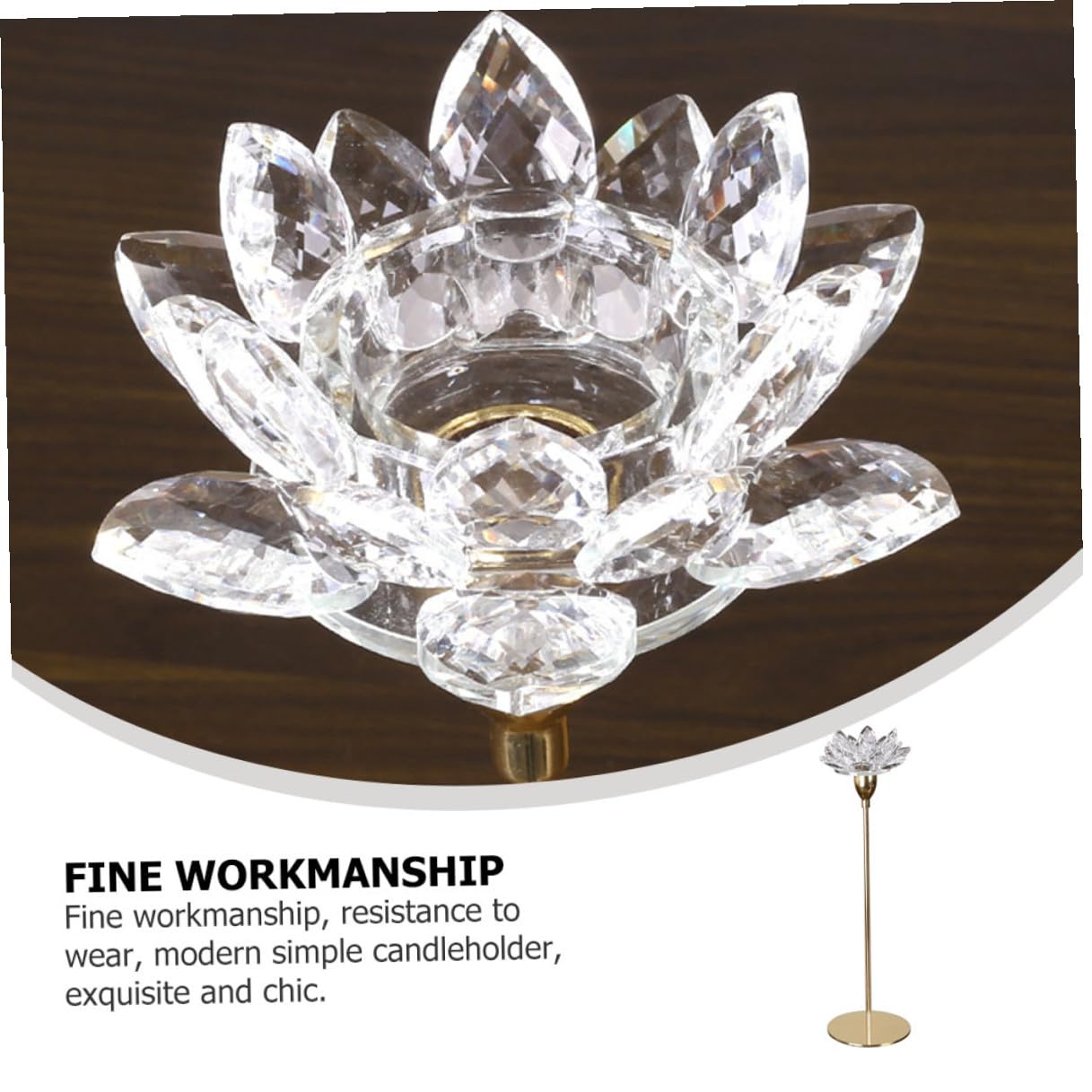 HOMSFOU Crystal Lotus Metal Candlestick Holder Small Gold Tapered Candle Stand for Dining Room Wedding Candlelight Dinner Decor