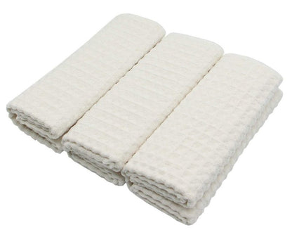 VeraSong Waffle Weave Kitchen Drying Towels - Thick Microfiber, Absorbent, Lint Free 16Inch x 24Inch 3 Pack Beige
