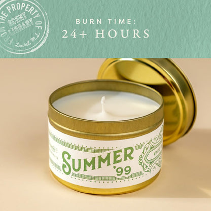 Scent Library Summer '99 Scented Candle | Designed by Erin Napier | Soy Wax Blend | Made in The USA by Laurel Mercantile | Long-Lasting 24+ Hour Burn Time (5 oz) | Great Gift for Women and Home